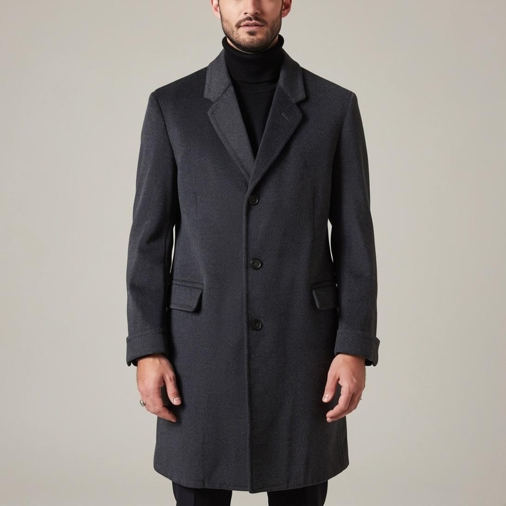 Vintage Cashmere Mink‎ Blend Overcoat Mens 42 Regular Charcoal Grey Union Made